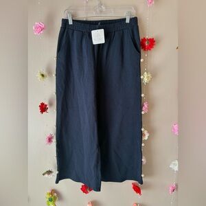 Entro Navy Wide Leg Pants With Pearl Detail